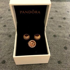 Pandora rose gold charms (3 pieces)